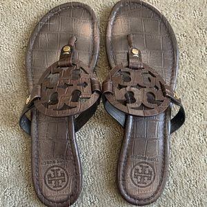 TORY BURCH MILLER COCONUT BROWN CROC PRINT